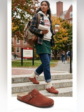NWT White Mountain Bueno Rust Suede Clogs Mules 8 Boho Bella Hadid Style